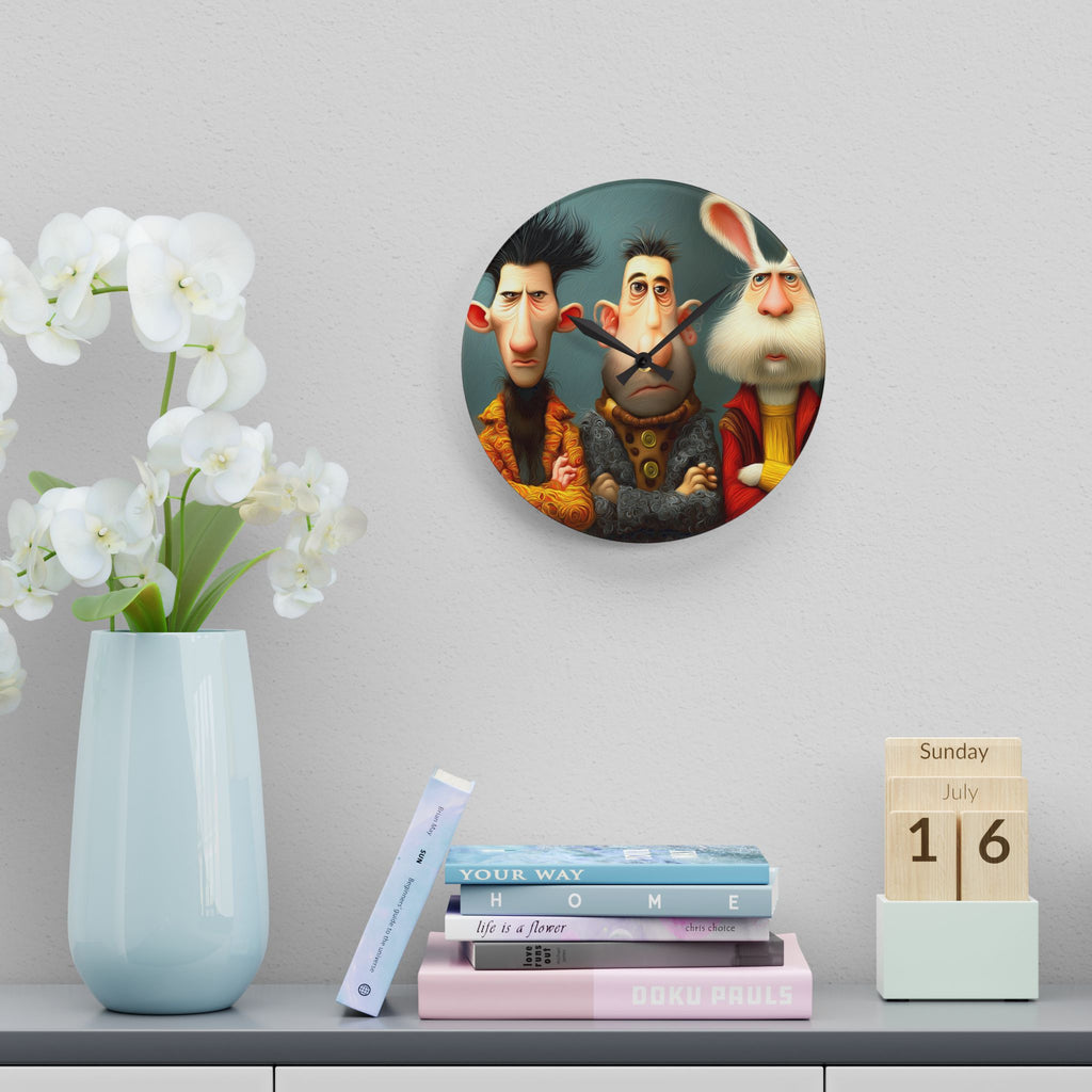 Whimsical Trio Acrylic Wall Clock – Quirky Character Art Timepiece