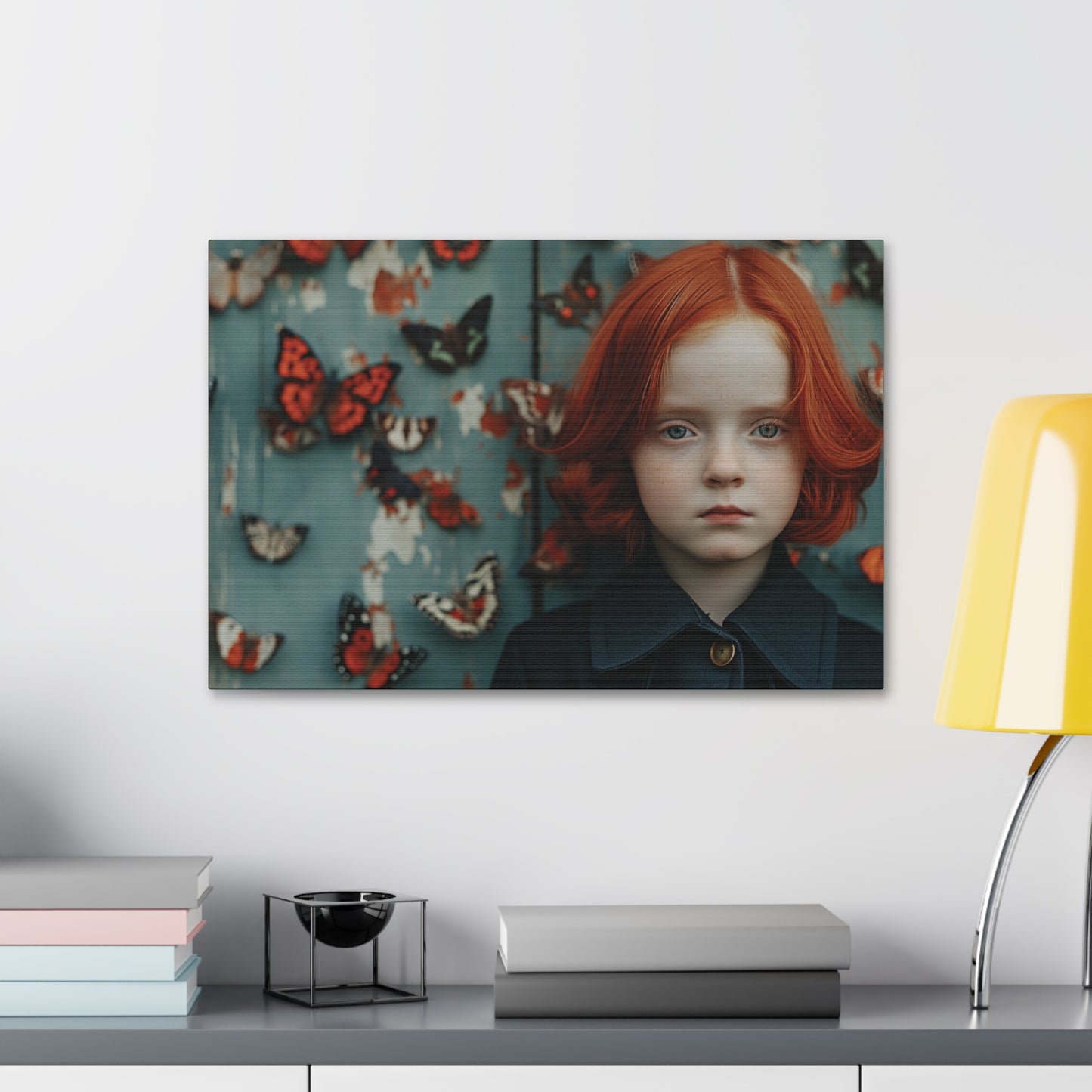 Redheaded Girl with Butterflies Canvas Print — Stretched 1.5" Wall Art