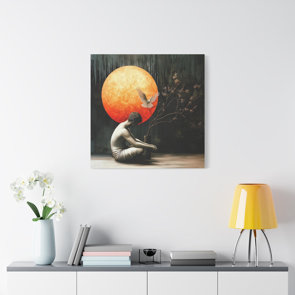 Thoughtful — Contemplative Portrait Matte Canvas Print, Stretched Wall Art 1.25"