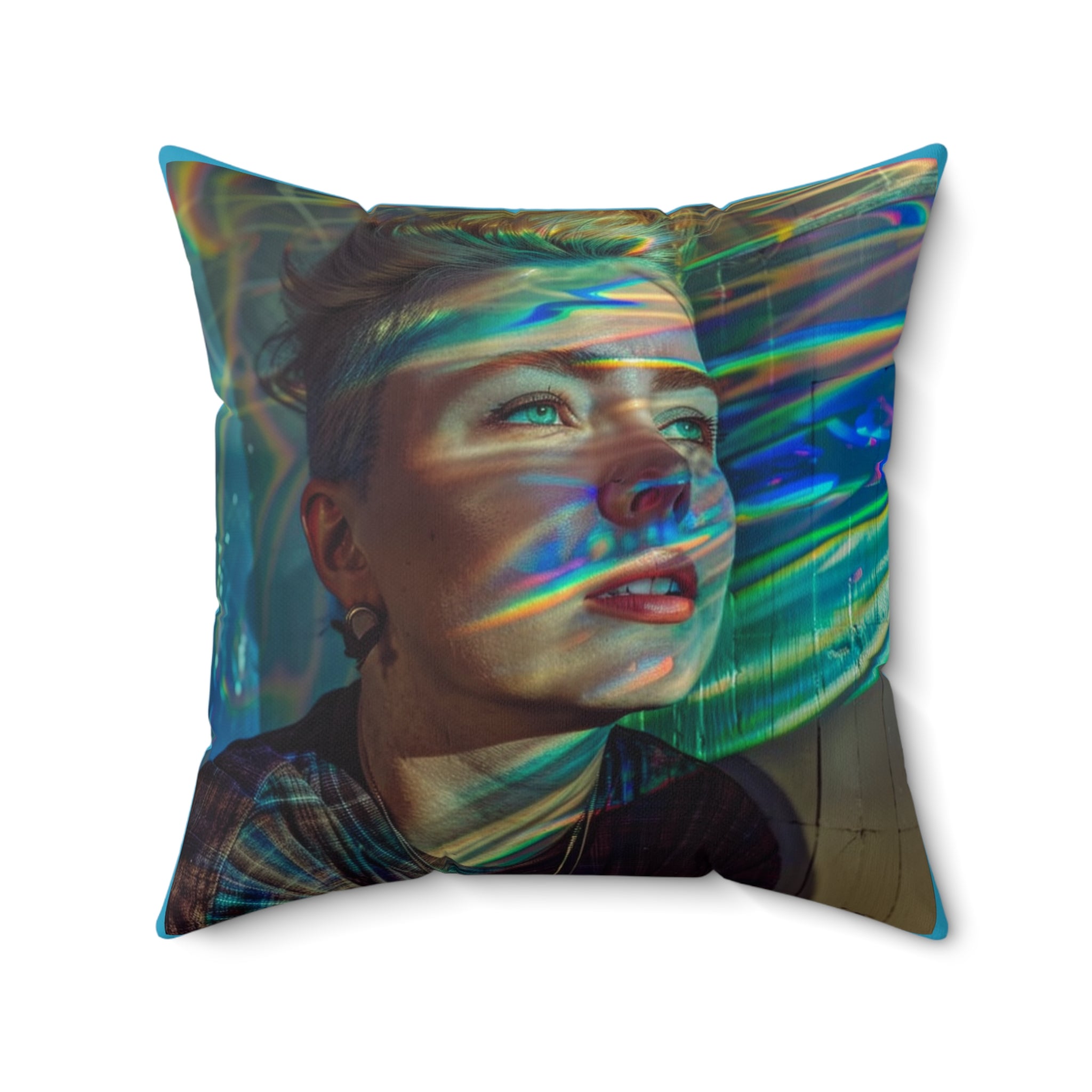 Square Throw Pillow — "I Collect Rabbit Holes for Fun" Blue Decorative Pillow, Quirky Gift for Creative Thinkers