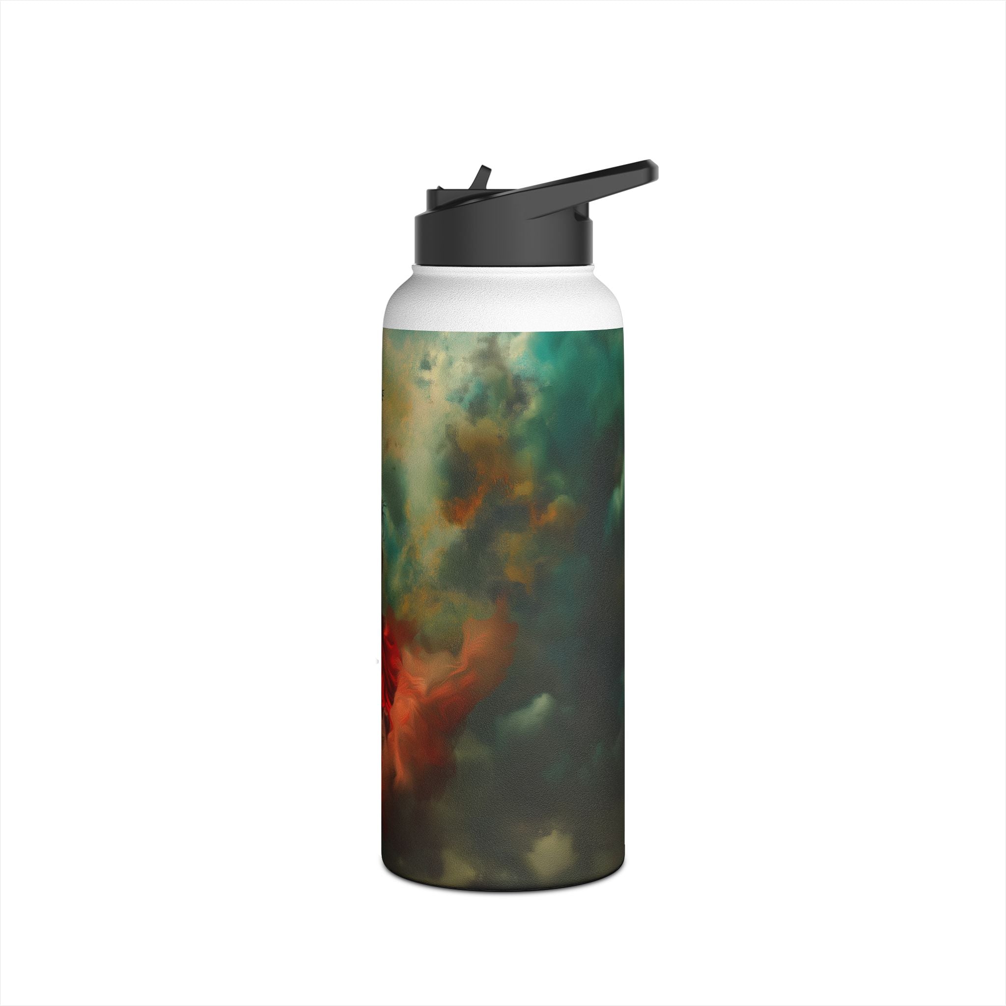 Ethereal Beauty in Red: Stainless Steel Water Bottle - Nature-Inspired Design