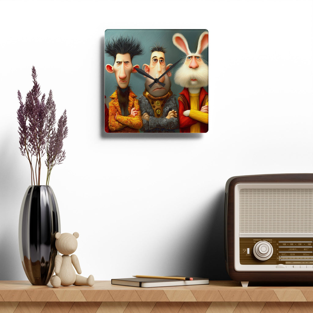 Whimsical Trio Acrylic Wall Clock – Quirky Character Art Timepiece