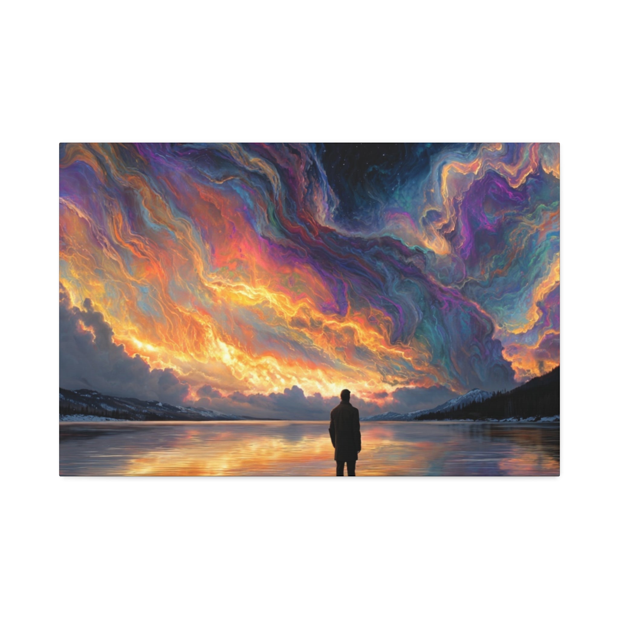 Man Contemplating the Northern Nights