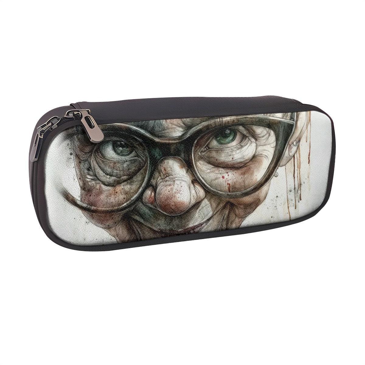 Wisdom and Whimsy: Horizontal Leather Clamshell Pencil Case