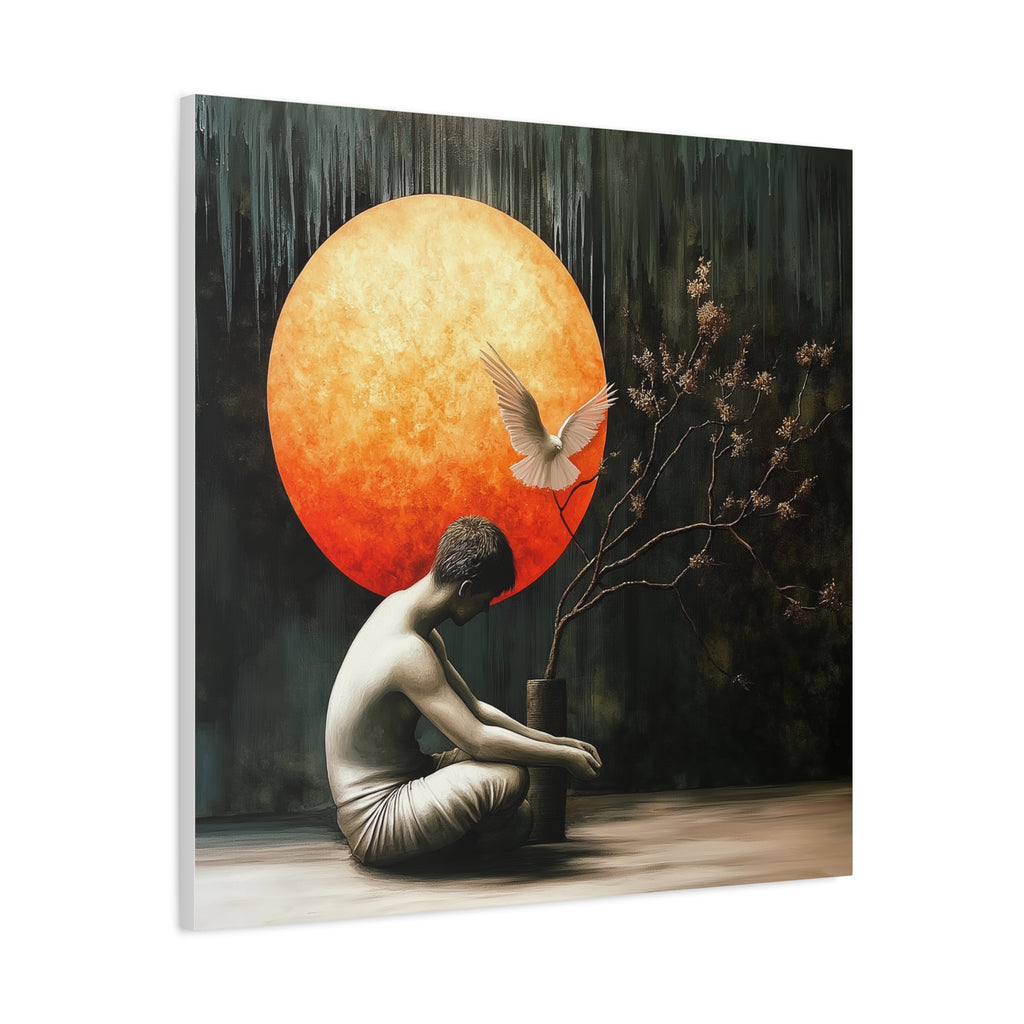 Thoughtful — Contemplative Portrait Matte Canvas Print, Stretched Wall Art 1.25"