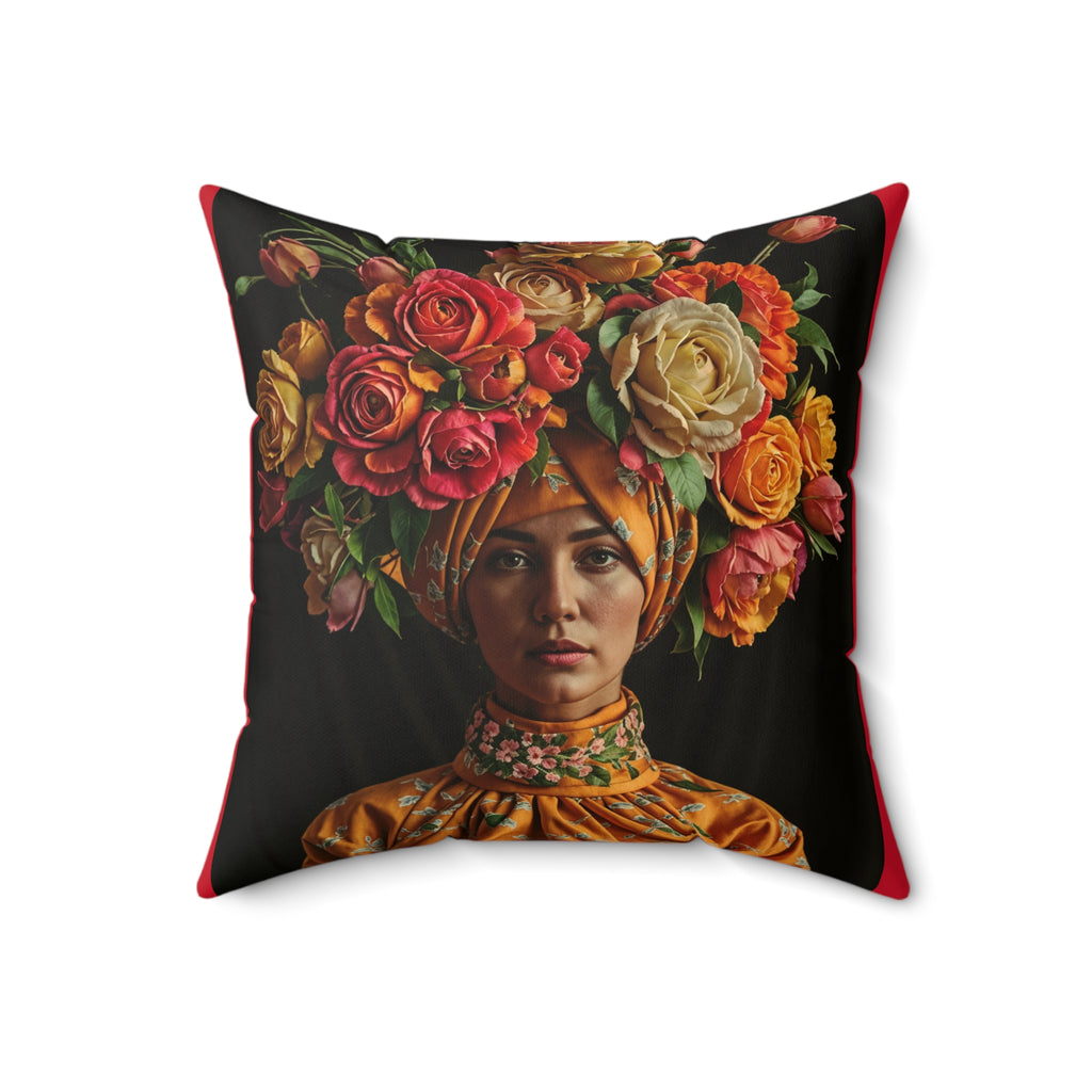 Decorative Pillow — “Distractible but Divine” Floral Portrait Accent Pillow