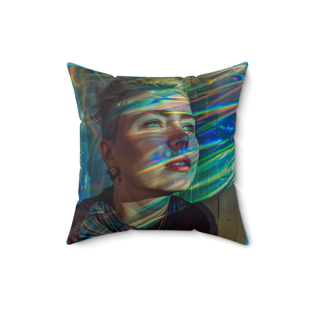 Square Throw Pillow — "I Collect Rabbit Holes for Fun" Blue Decorative Pillow, Quirky Gift for Creative Thinkers