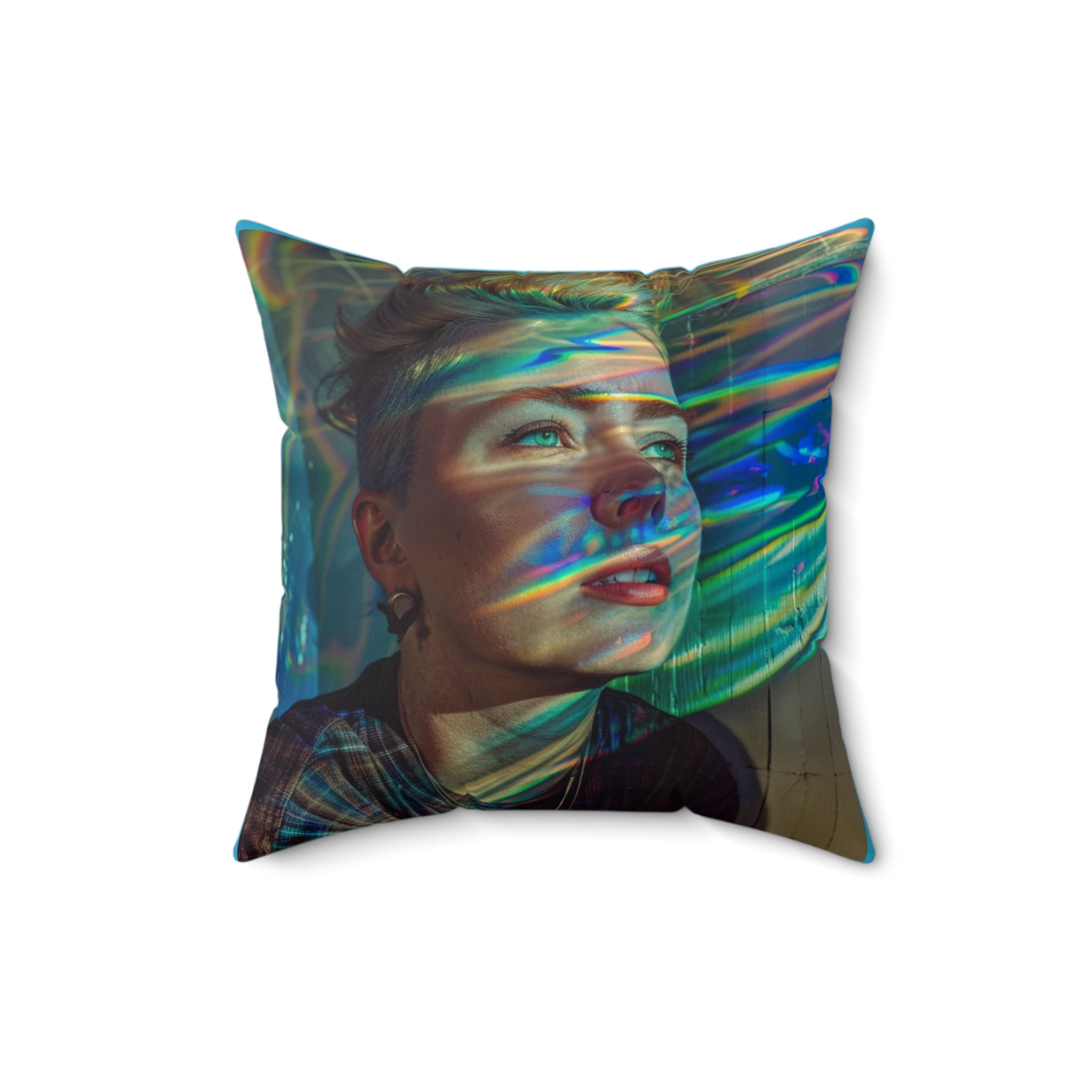 Square Throw Pillow — "I Collect Rabbit Holes for Fun" Blue Decorative Pillow, Quirky Gift for Creative Thinkers