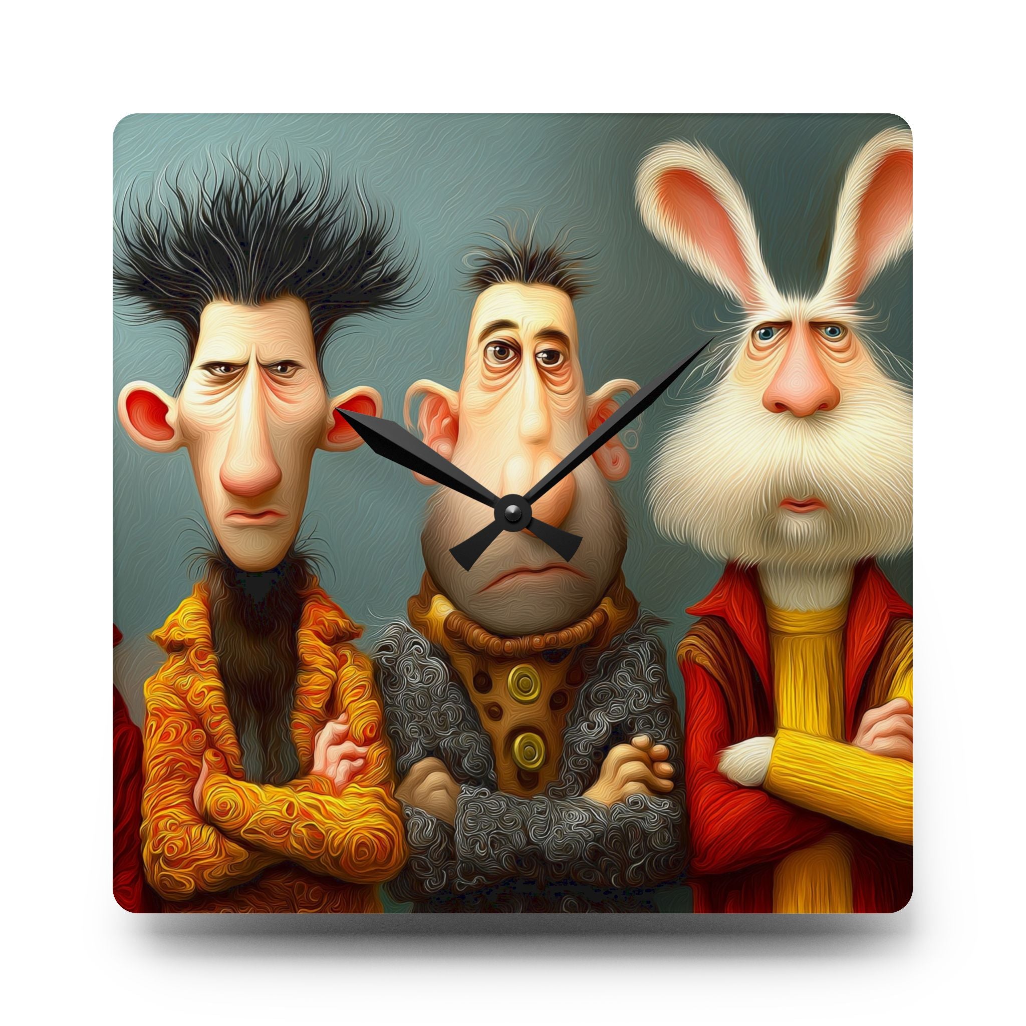 Whimsical Trio Acrylic Wall Clock – Quirky Character Art Timepiece