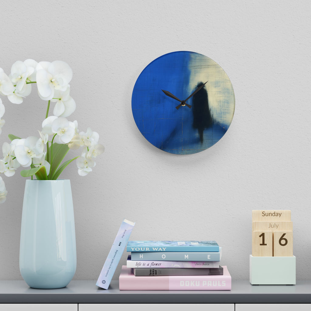 Abstract Blue Silhouette Acrylic Wall Clock — Modern Minimalist Home Décor