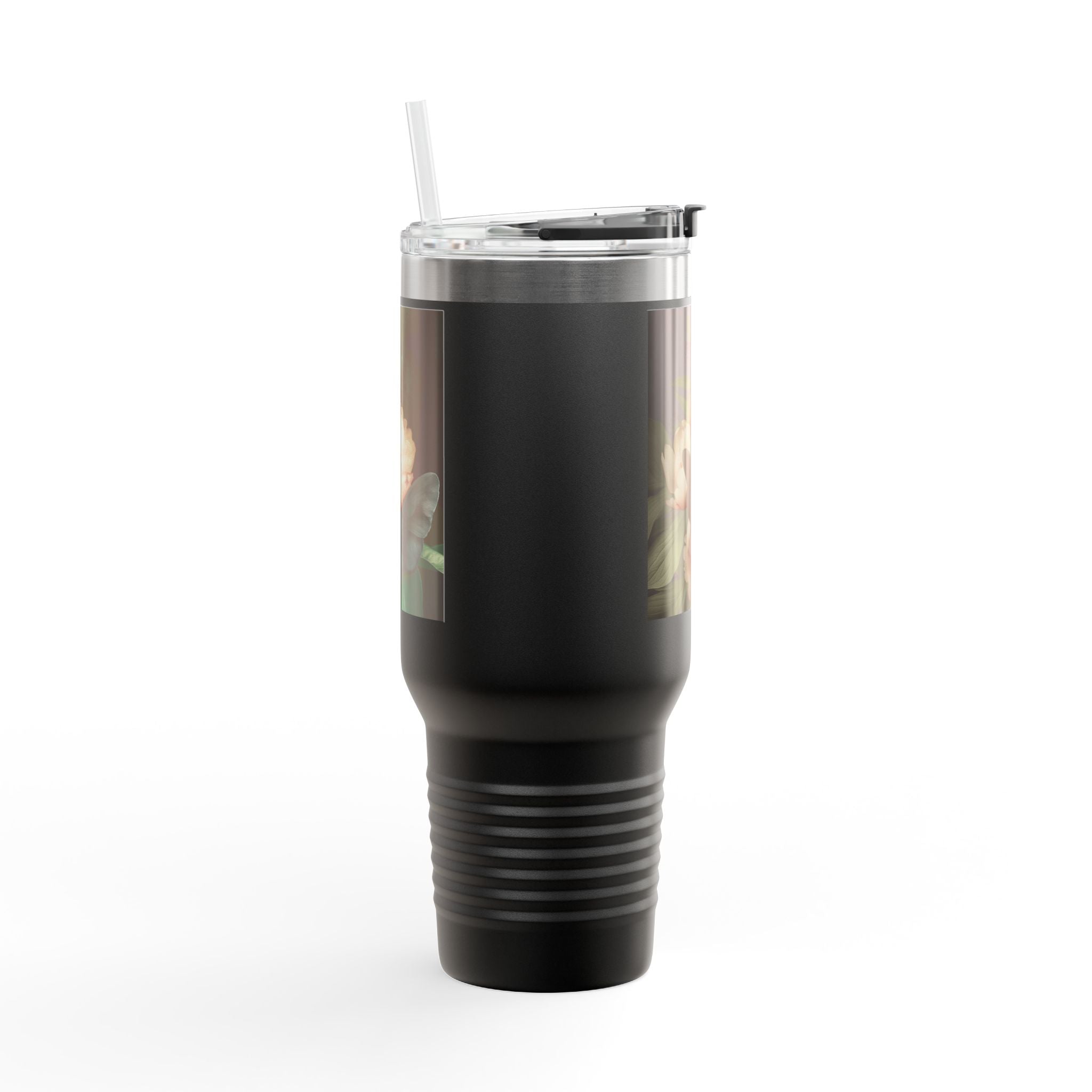 Elegant Black Butterfly: Insulated Travel Mug, 40oz