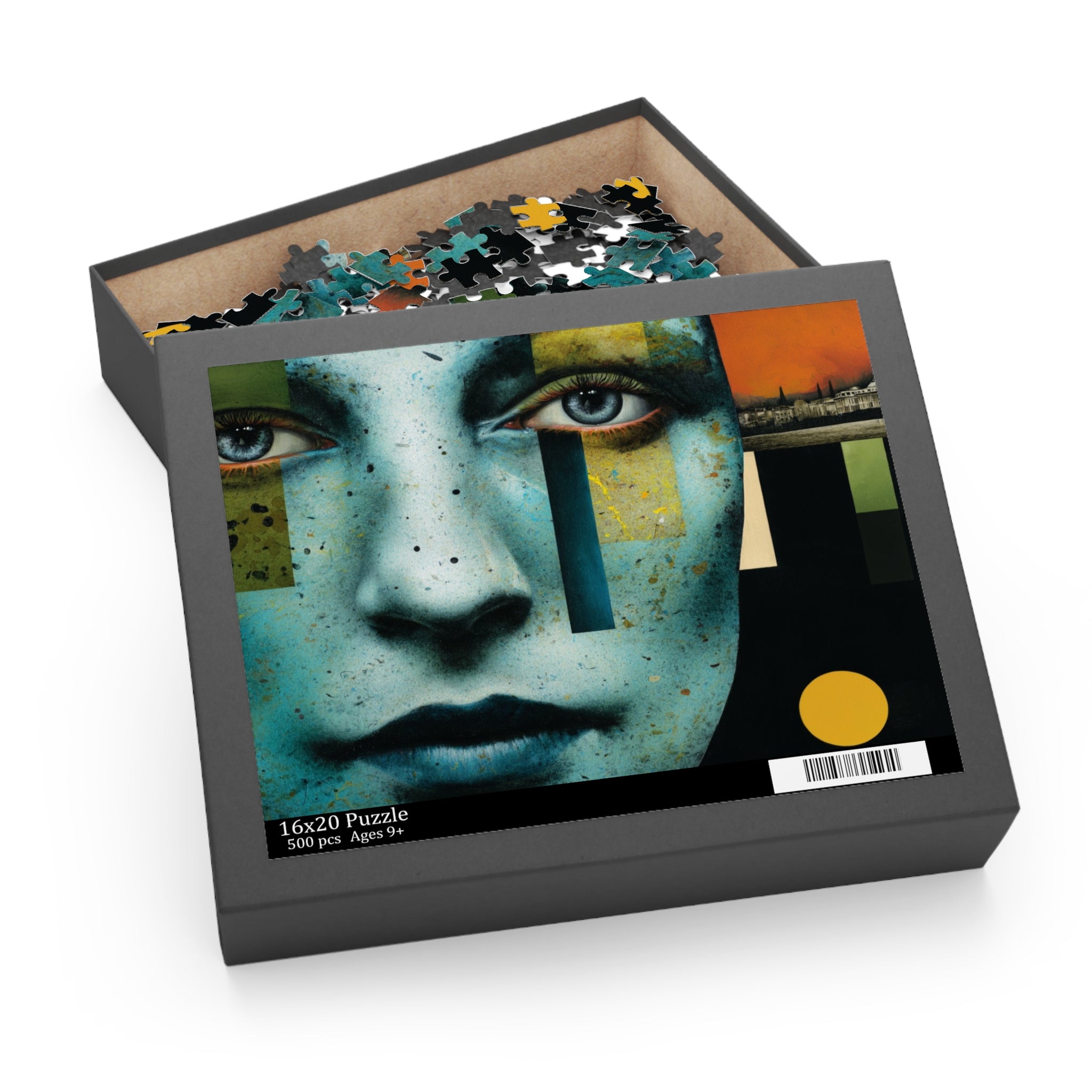 Artistic Portrait Puzzle — Blue Face Abstract Jigsaw (120/252/500 pcs)