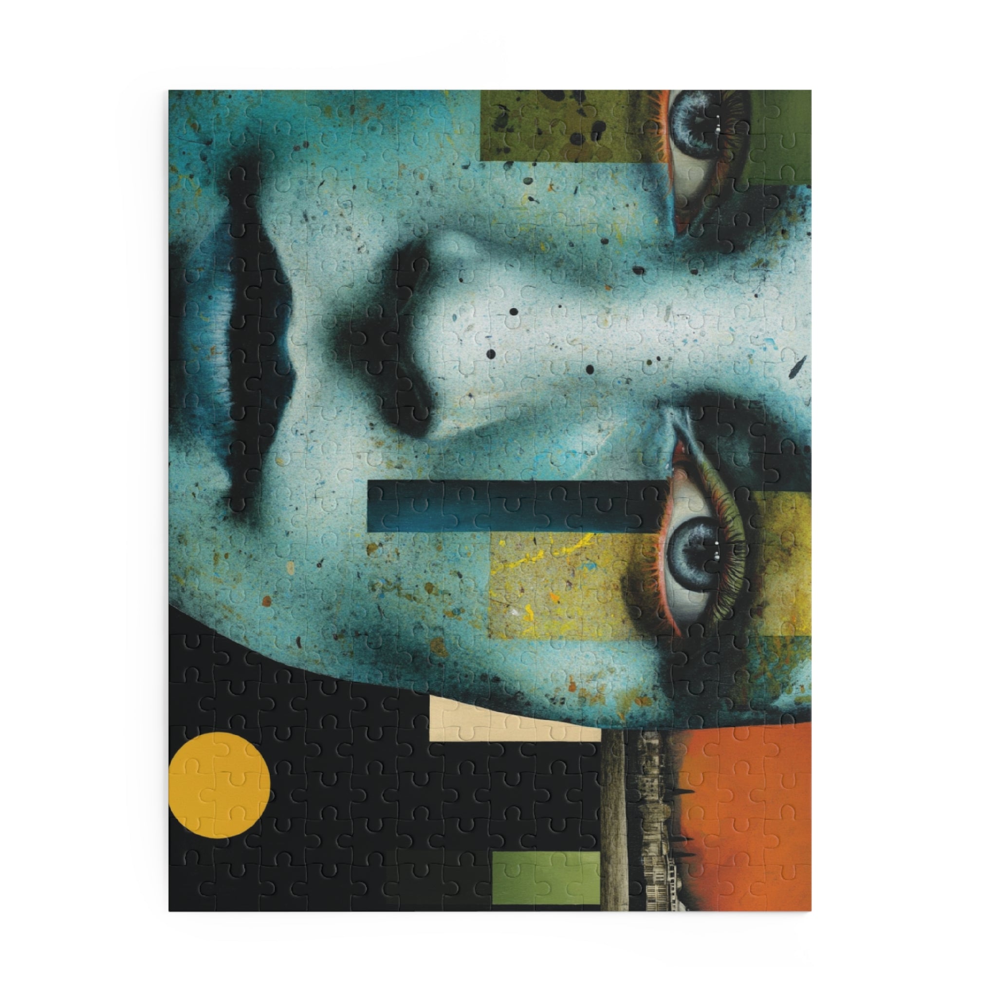 Artistic Portrait Puzzle — Blue Face Abstract Jigsaw (120/252/500 pcs)