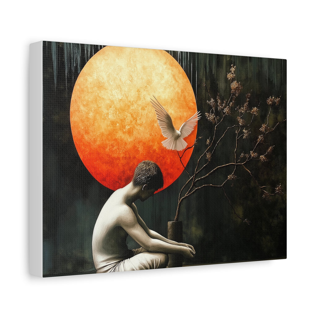 Thoughtful — Contemplative Portrait Matte Canvas Print, Stretched Wall Art 1.25"
