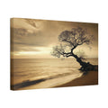 Sepia Beach Tree Canvas Wall Art - Stretched 1.5"