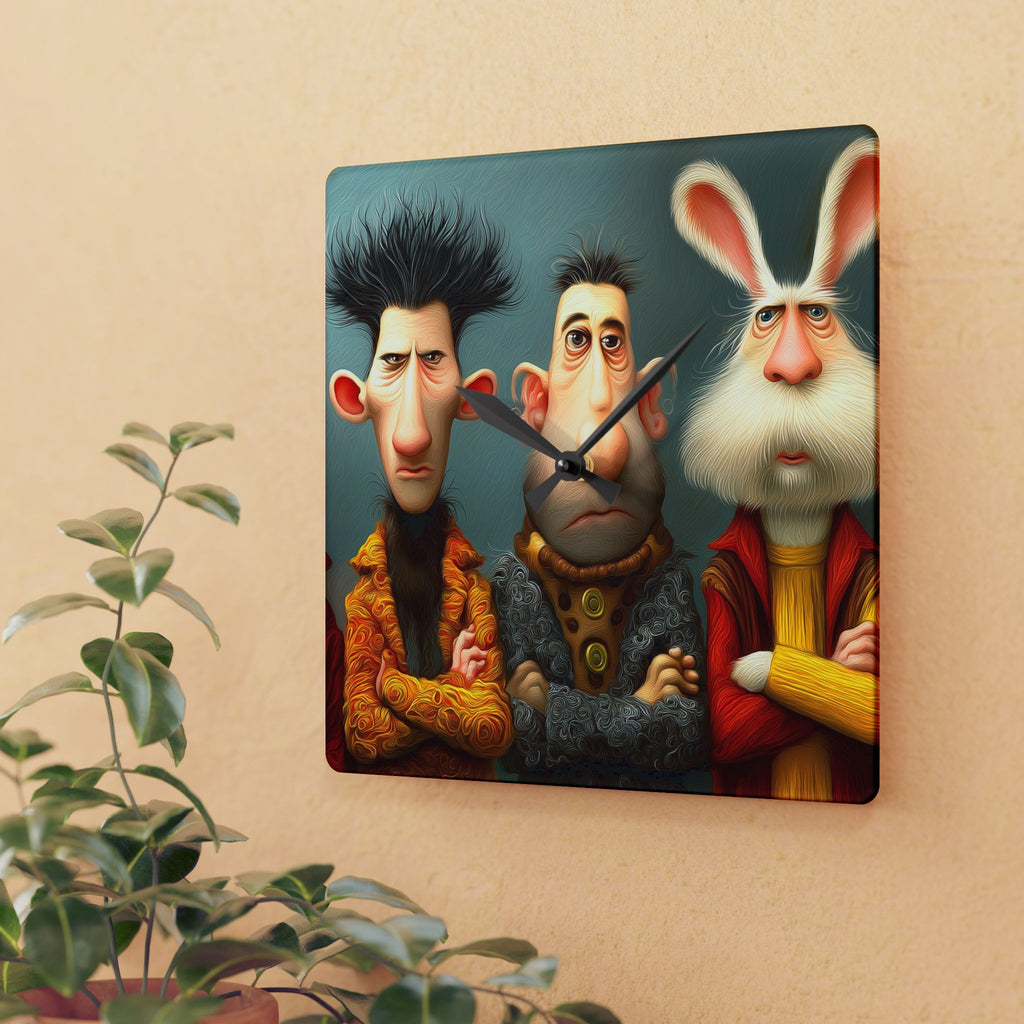 Whimsical Trio Acrylic Wall Clock – Quirky Character Art Timepiece