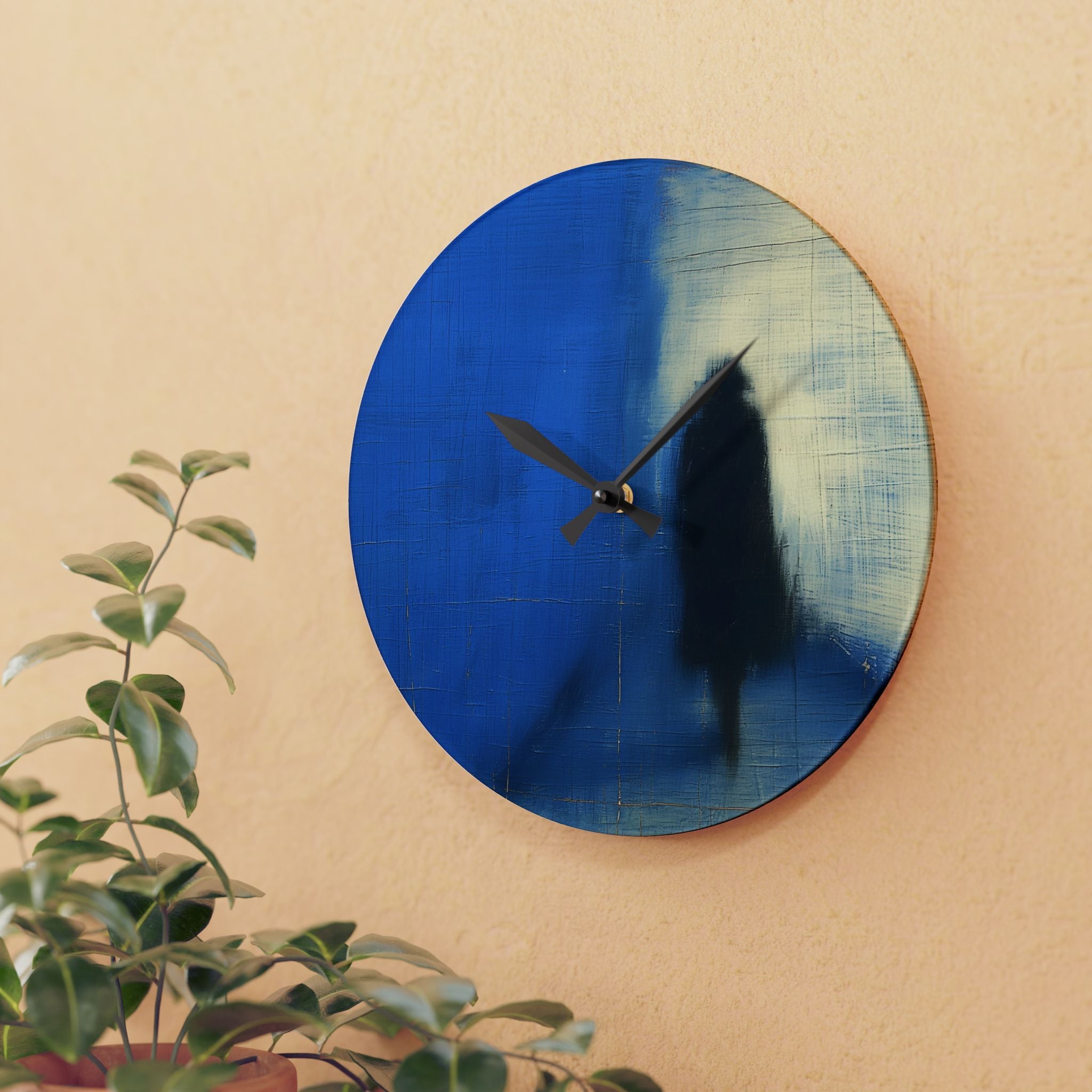 Abstract Blue Silhouette Acrylic Wall Clock — Modern Minimalist Home Décor