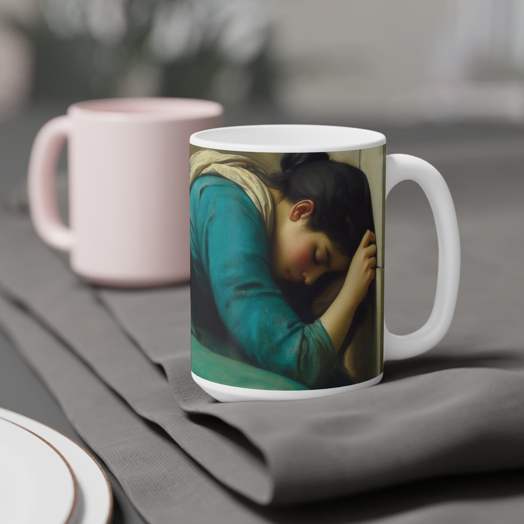 Beauty in Teal Ceramic Mug – Colorful Design for Art Lovers & Coffee Enthusiasts