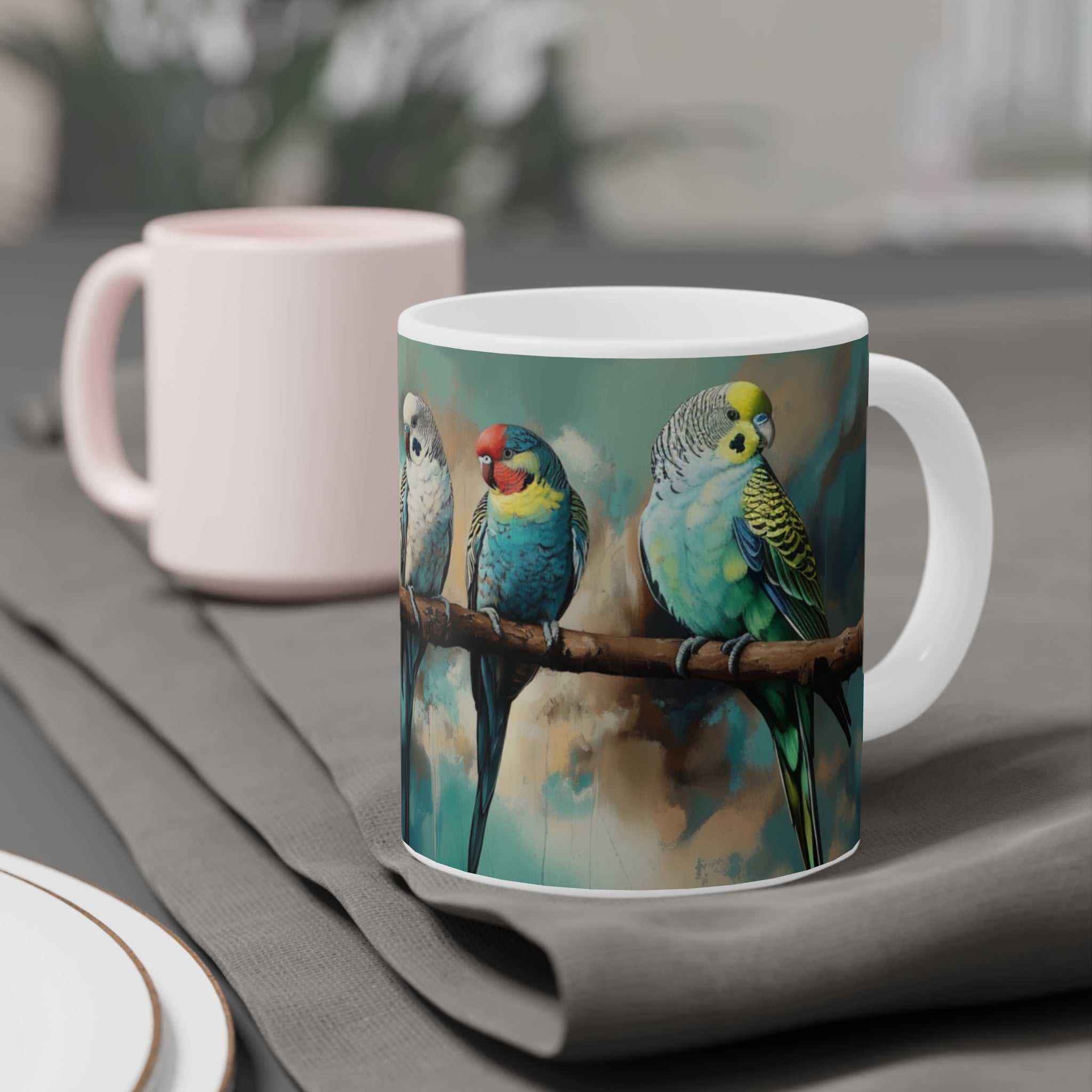 Colorful Budgie Ceramic Mug - Perfect for Bird Lovers
