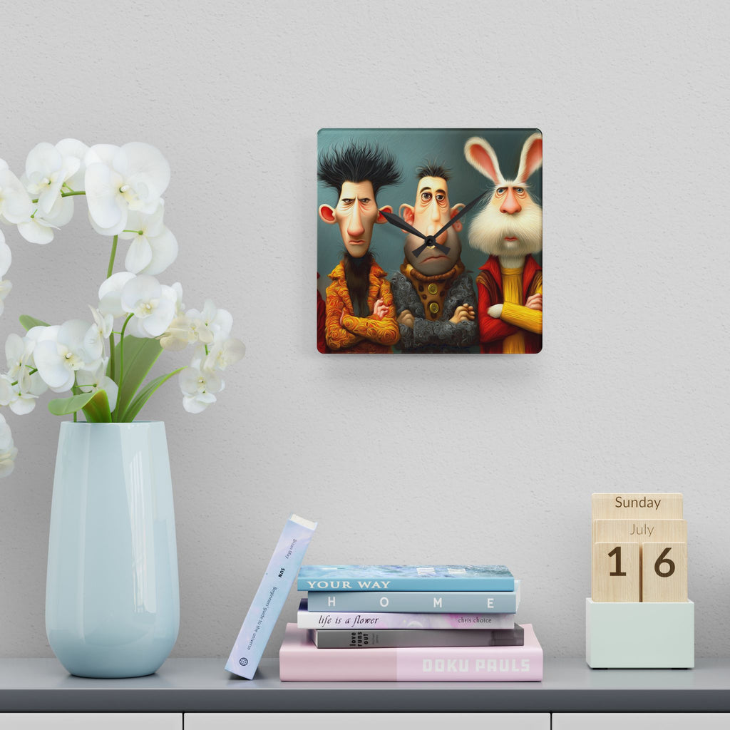 Whimsical Trio Acrylic Wall Clock – Quirky Character Art Timepiece