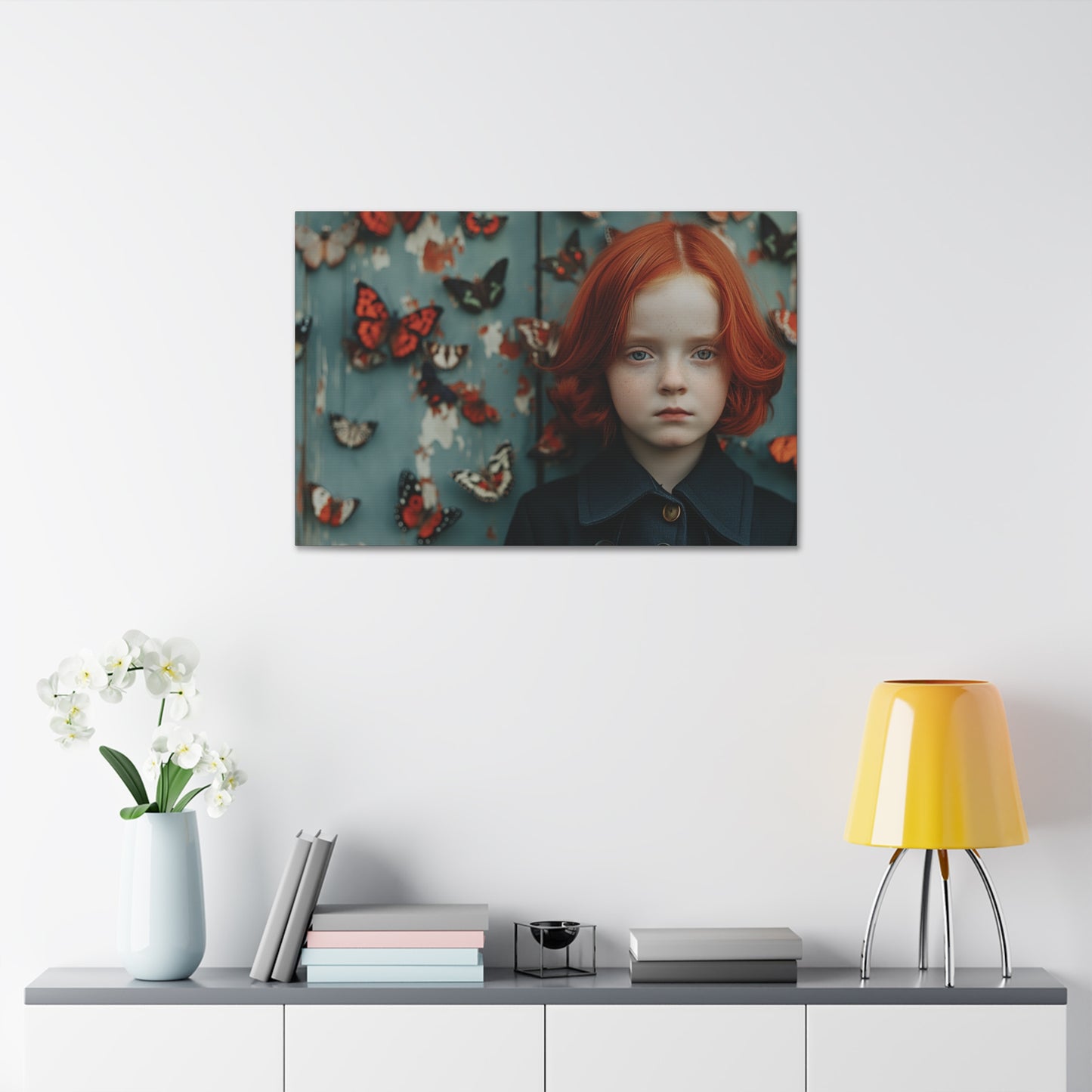 Redheaded Girl with Butterflies Canvas Print — Stretched 1.5" Wall Art