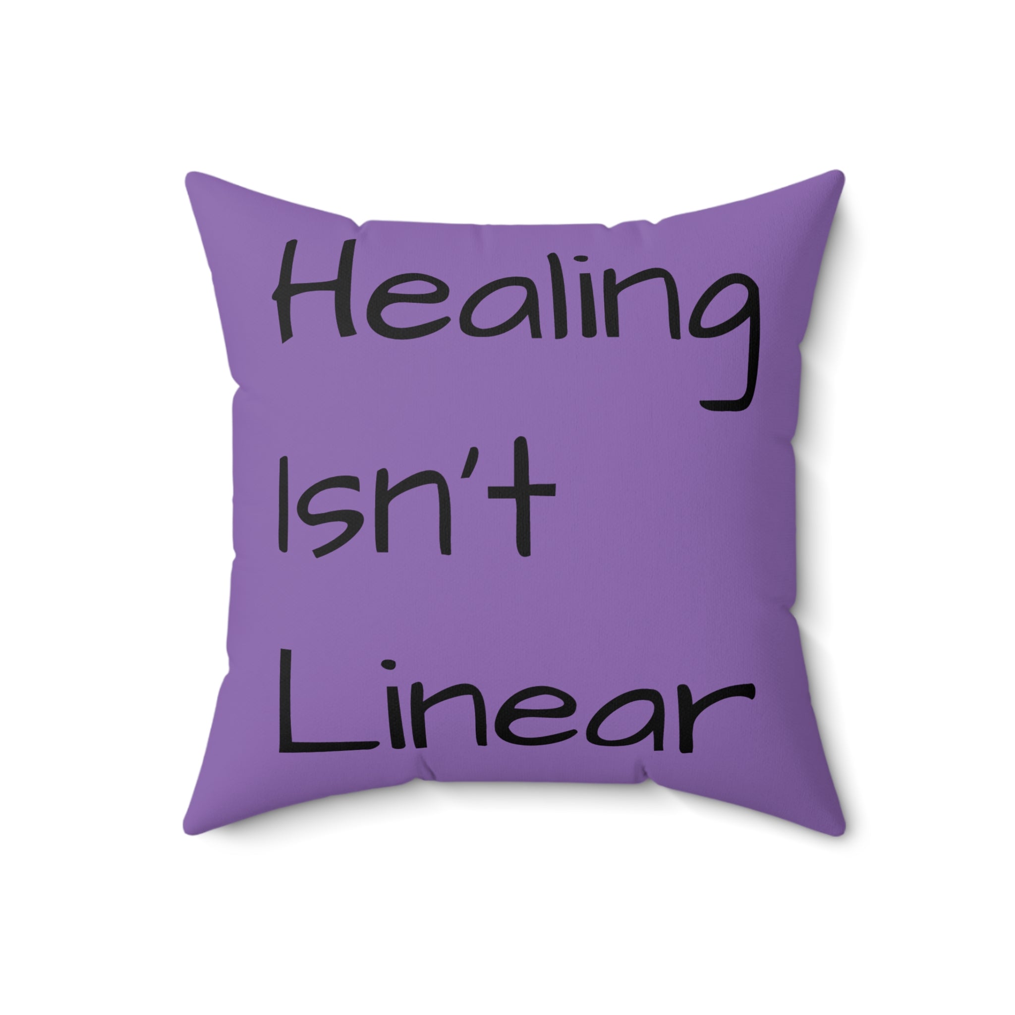 "Healing Isn't Linear" Quote Throw Pillow — Double-Sided Mental Health Affirmation Cushion