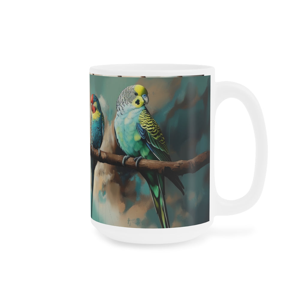 Colorful Budgie Ceramic Mug - Perfect for Bird Lovers