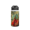 Ethereal Beauty in Red: Stainless Steel Water Bottle - Nature-Inspired Design
