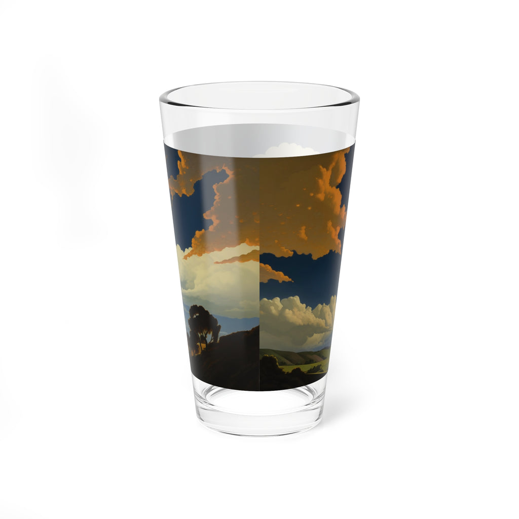 Towering Clouds over Rolling Green Hills: Mixing Glass, 16 oz.