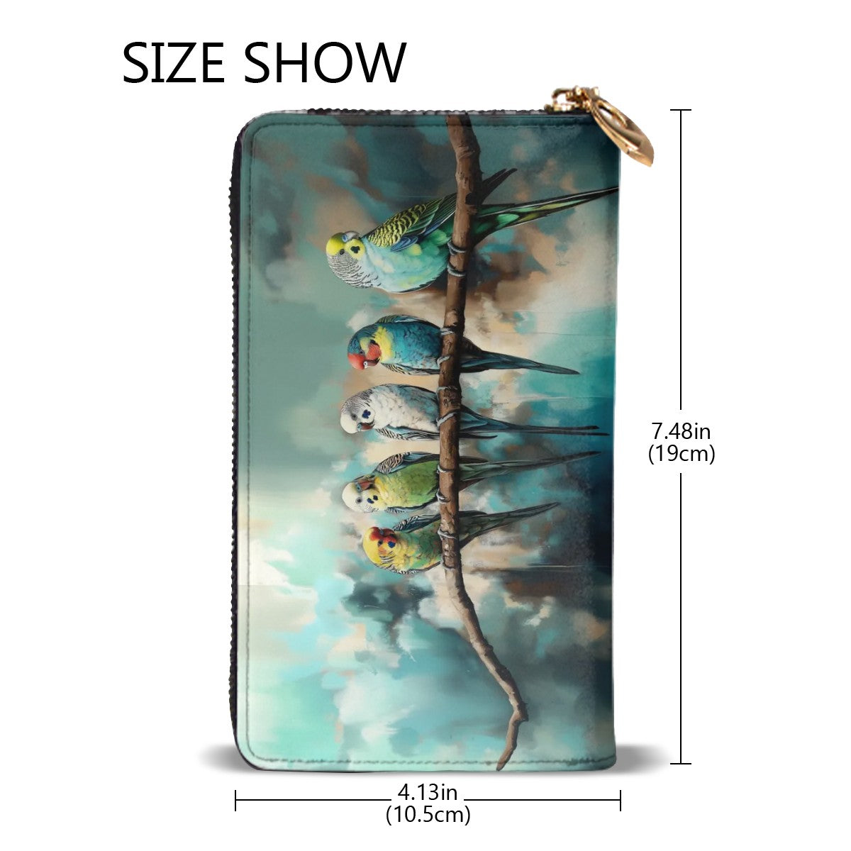 Vibrant Budgie Celebration! Exquisite Horizontal Leather Long Clutch Wallet