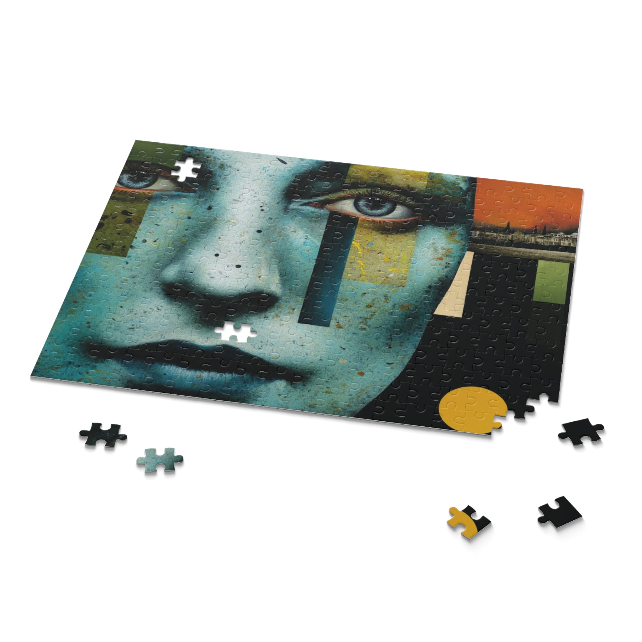 Artistic Portrait Puzzle — Blue Face Abstract Jigsaw (120/252/500 pcs)