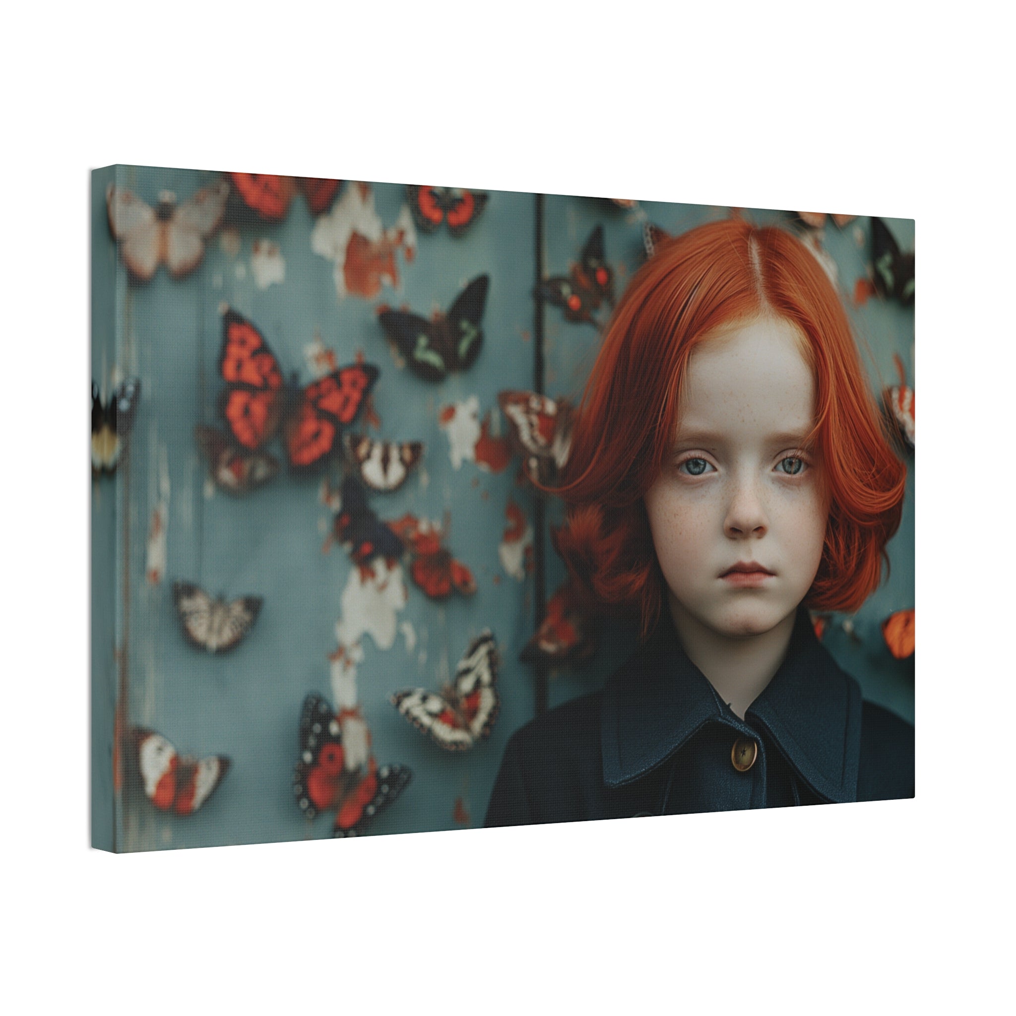 Redheaded Girl with Butterflies Canvas Print — Stretched 1.5" Wall Art