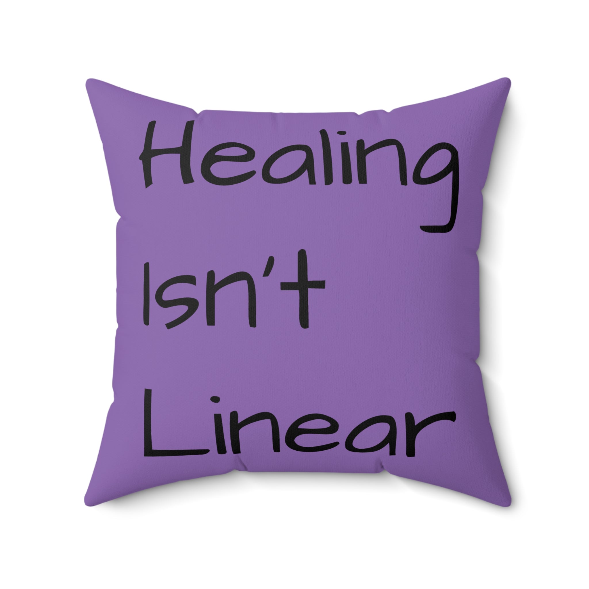 "Healing Isn't Linear" Quote Throw Pillow — Double-Sided Mental Health Affirmation Cushion